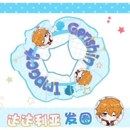Anime Genshin Impact Tartaglia Hairpins Hair Accessories Sweet Cute Hair ring Double Ponytail Handmade Headwear Xmas Gifts