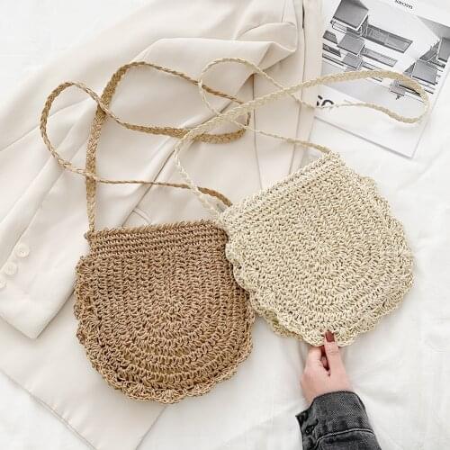 Women Vacation Straw Rope Hand-woven Small Purse Summer Messenger Slim Bags For Women 2021 New Fashion