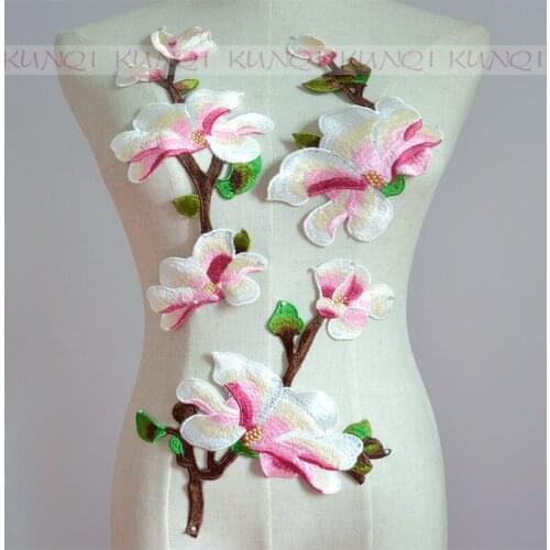 1 Set Top Quality Large Flower Embroidery / Applique Water-soluble Cloth Paste No Glue Hand Sewn Patch Accessory DIY