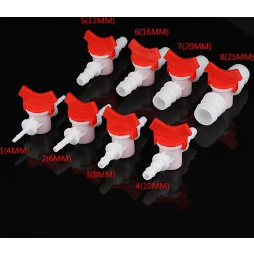 1x 4mm 6mm 8mm 10mm 12mm 16mm 20mm Hose Barb Two Way Plastic Ball Valve Aquarium Garden Micro Irrigation Connector