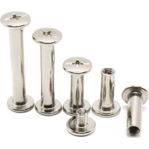 20pcs M5*6/8/10/12/15/18/20/25/30 Nickel Plated Chicago Screws,Cheap Snap Rivet Books Butt Screw, Photo Album Binding Screw