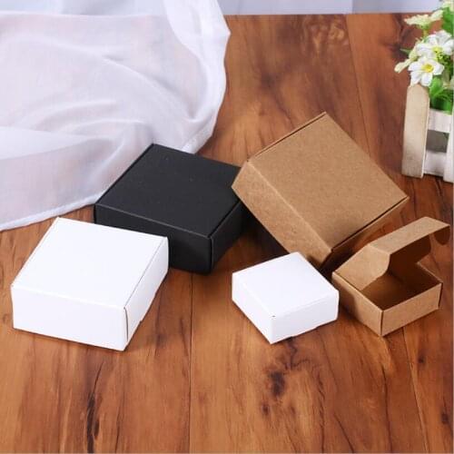 50pcs Small Kraft paper box,brown cardboard handmade soap box,white craft paper gift box,black packaging jewelry box