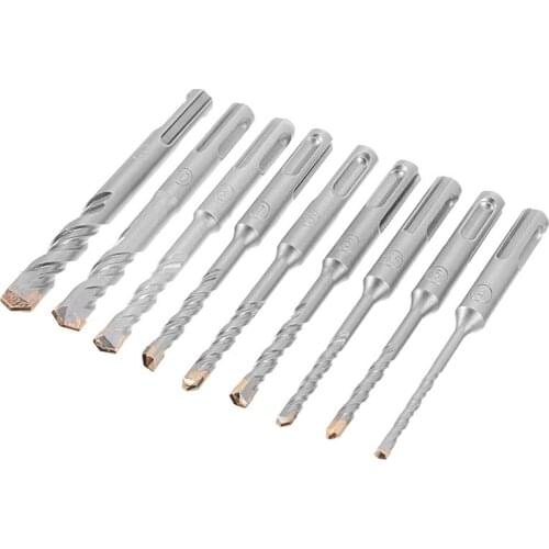 9pcs 4-12mm SDS Concrete Wall Brick Block Hole Double Flutes Drill Saw S4 Electric Hammer Drill Bits Electrical Tool Part