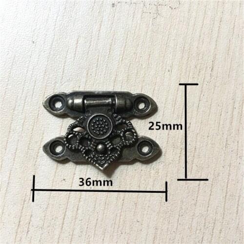 Antique Zinc Alloy Decor Jewelry Trinket Wooden Box Hasp Clasps Latch Hook,Flower Mini Lock,25*36mm,30Sets