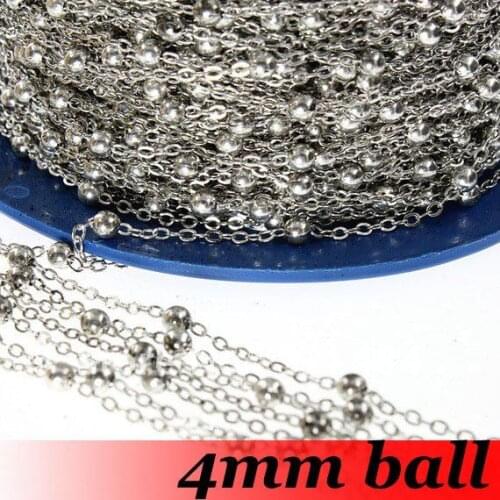 Free Shipping!!!100meter DIY jewelry findings-4mm ball Dark Silver Plated color O Link Chain