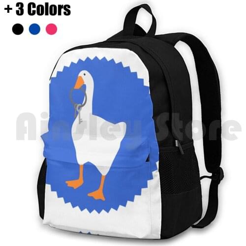 Untitled Goose ( Blue Backing ) Outdoor Hiking Backpack Riding Climbing Sports Bag Goose Untitled Goose Game Game Animal Cute