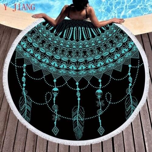 Bohemia Dream Catcher Printed Microfiber Round Beach Towel Bath Towels For Adults Kids Yoga Mat Tassel Travel Blanket Home Decor