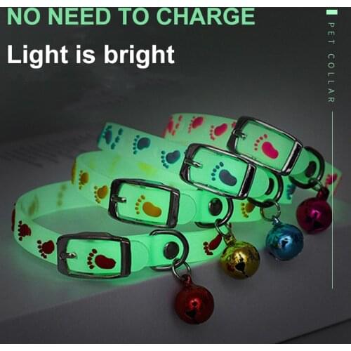 Fast Shipping Pet Glowing Collars With Bells Glow At Night Dogs Cats Necklace Light Luminous Neck Ring Accessories Dropshipping