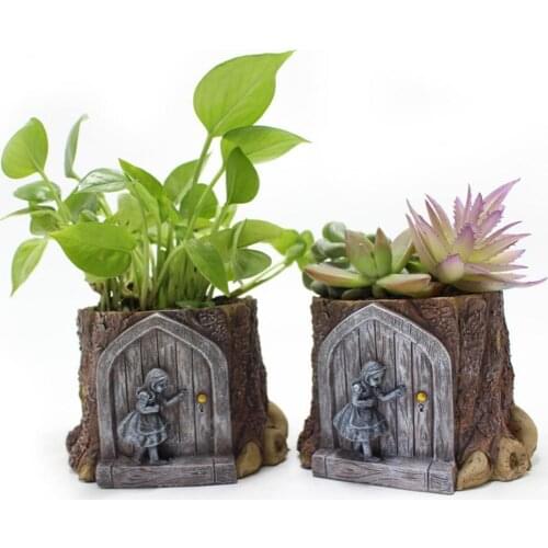 Flowerpot Ornament 3D Decorative Resin Vivid Little Girl Planter Figurine for Garden