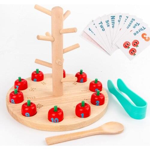 Fruite Tree Wooden Toy Montessori Math Toy Teach Kids Preschool Early Learning Education Toy
