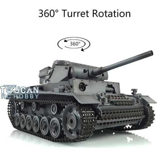Heng Long RC Tank Car Chassis 1/16 Gray 7.0 Plastic German Panzer III L RTR 3848 360° Turret Outdoor Toys For Boys TH17356-SMT4