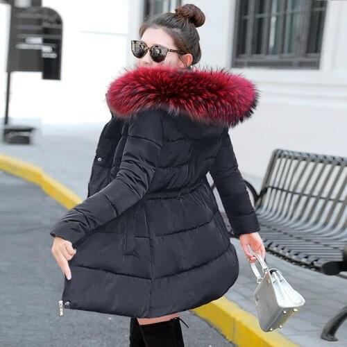 2019 New Fashion Long Winter Jacket Women Slim Female Coat Thicken Parka Down Cotton Clothing Red Clothing Hooded Student