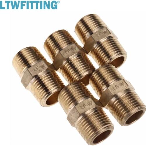 LTWFITTING Lead Free Brass Pipe Hex Nipple Fitting 3/8" Male NPT Air Fuel Water