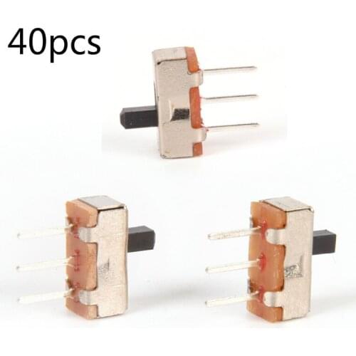 40Pcs Interruptor On-off Mini Slide Switch SS12D00 SS12D00G3 3pin 1P2T 2 Position High Quality Toggle Switch Handle Length:3MM
