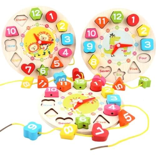 Cartoon Digital Clock Wooden Toys Baby Kids Montessori Toys Early Education Teaching Aids Math Toys Geometric Shape Matching