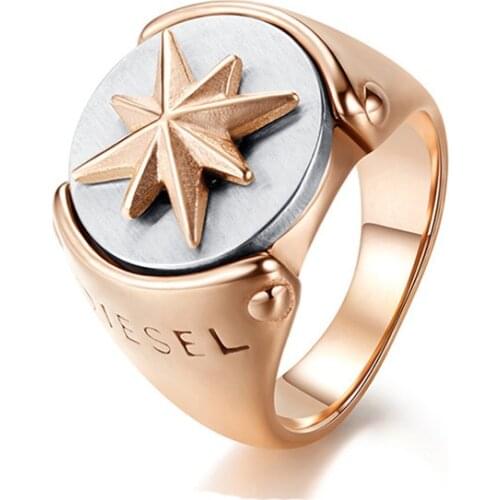 High Quality Geometric King Queen Rings For Men Male Rose Gold Color Titanium Steel Engagement Jewelry Accessory Big Size JZ290