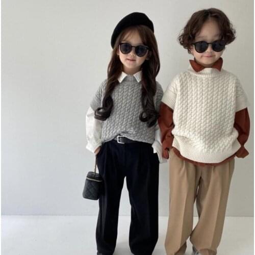 2021 new arrival girls boys knitted vest autumn fashion kIds cardigan