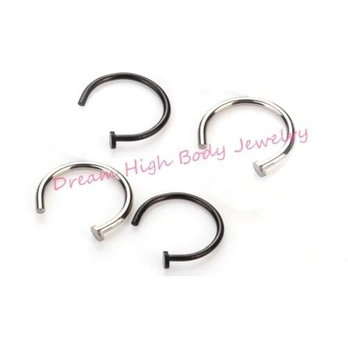 Hoop Nose Ring Earring Stud Hot Stainless Steel Body Piercing Studs Jewelry 20g or 18g Steel Black diameter 6mm 8mm 10mm