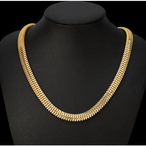 Copper Plated 10MM Snake Bone Choker Necklace Mens Decorative Punk Necklace Bracelet Shining Fashion Jewelry