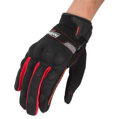 Breathable Full Finger Gloves Motorcycle Gloves Motorcycle Gant Moto Touch Screen Motocross Glove Racing Riding Guantes Red