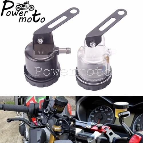Black/Clear Street Bike Front Brake Reservoir Fluid Tank Oil Cup for Honda Yamaha Suzuki Kawasaki Ducati Triumph Cafe Racer