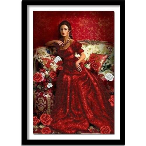 Full diamond 5D DIY diamond painting "Red woman" diamond embroidery gift cross stitch painting living decoration XPZ