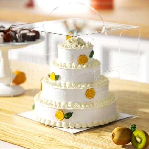 4'' Transparent Cake Boxes, Bakery Packaging Carriers with Handles for Pastries Baked Goods Storage Box for Birthday Party Xmas