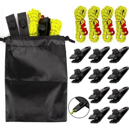 HOT 19Pcs Tent Rope Buckle Reusable Easy to Install Guyline buckle for the Tent crocodile clip tent accessory for Outdoor Travel