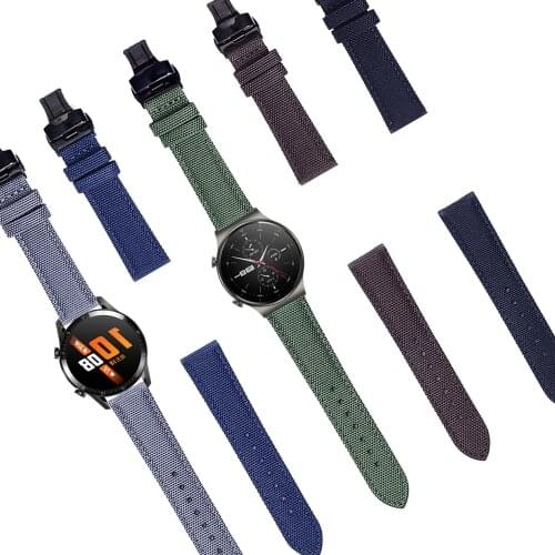 For HUAWEI WATCH GT 2 Pro Canvas Nylon Watchband GT2 46mm Strap HONOR MagicWatch 2/GS Pro/ES Butterfly Buckle Band Bracelet