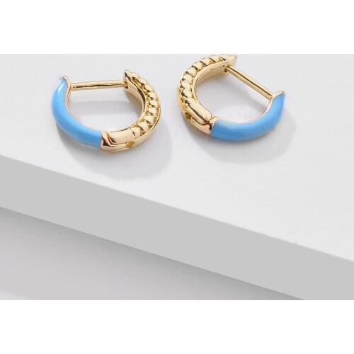 LUNA CHIAO Women Fashion Jewelry Minimal Enameled Huggies Hoops Earrings
