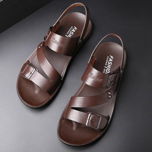 New Luxury Fashion Men Shoes Casual Slip-On Cow Leather Soft Non-slip Beach Summer Sandals Slippers Flats Flip Flop Designer