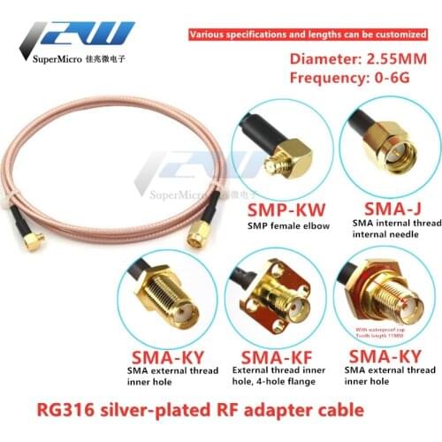 SMP elbow female connector to SMA male connector SMP RF extension cable SMP-KW test line RG316 coaxial adapter cable