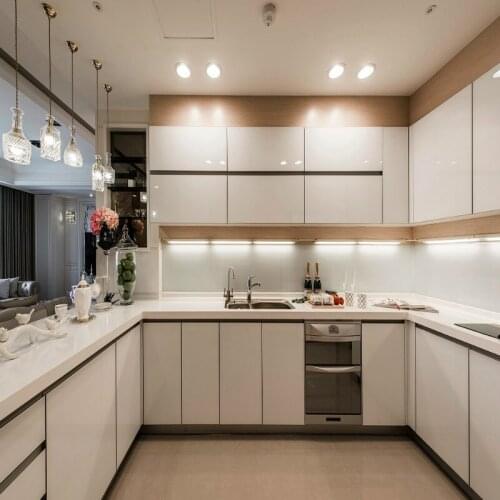 Modern lacquer kitchen cabinet, white lacquer cabinets, can be customized accroding to your request