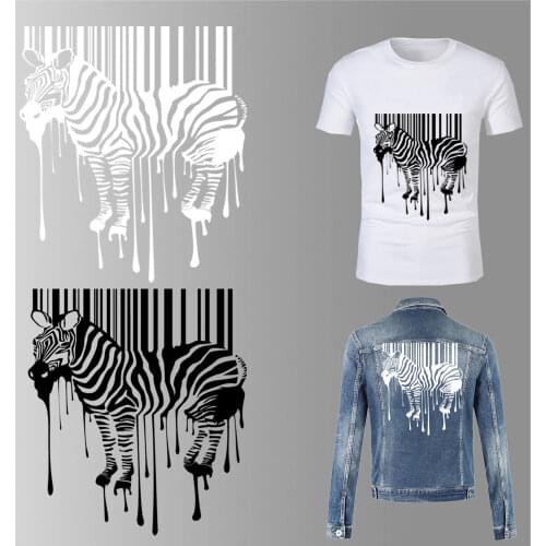 Big Patch Zebra Transfer Sticker Iron-Patches For Clothing Transfert Thermocollants T-Shirt Jacket Thermal Patch Diy Applique
