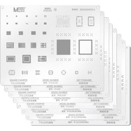 MA-Ant BGA Stencil For IP12 Tin Net/iPhone12/Pro/Max/Mini/IC Chip Net/A14CPU Net Tin Planting Template BGA Reballing Tools