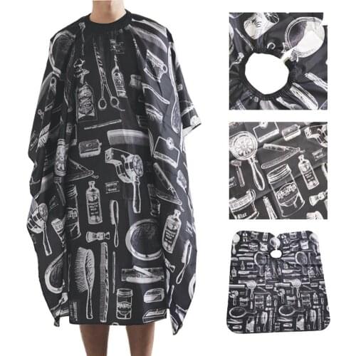 Adults Waterproof Cloth Hairdresser Gown Aprons Brush Scissor Print Salon Barber Hairdressing Cape Hair Cutting Gown Apron