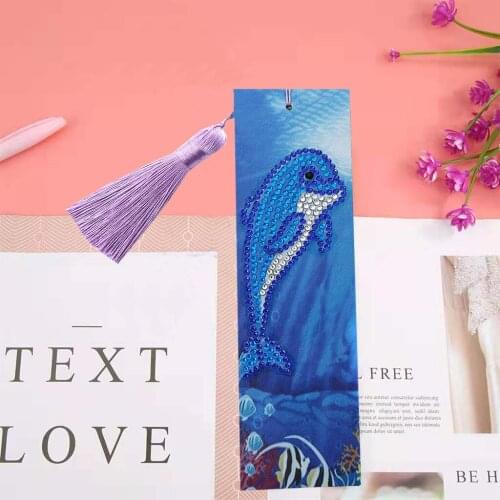 Bookmark 5D DIY Diamond Art Book Marks dolphin Diamond Embroidery Cross Stitch christmas gift