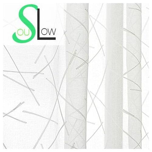 Slow Soul White Cross Embroidered Curtain Striped Japan Style Tulle Curtains For Living Room Kitchen Bedroom And Sheer Rideau