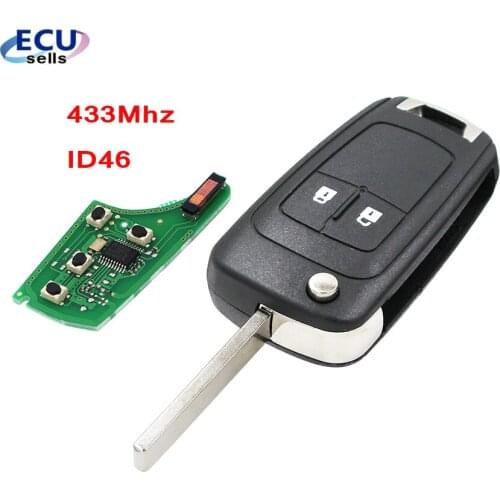 2 Button Replacement Remote Key Fob 433.92MHz ID46 for Opel Insignia Astra J 2009-2012