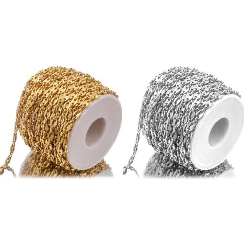 1M Hip Hop Stainless Steel Coffee Bean Chains Necklaces 5mm Pig Nose Chains Bracelets Punk DIY Jewelry Making Handmade Wholesale