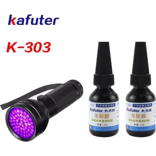 100% Genuine 2pcs 10g kafuter K-303 UV glue+51led UV curing lamp PMMA acrylic adhesive bonding transparent plastic GLASS ABS