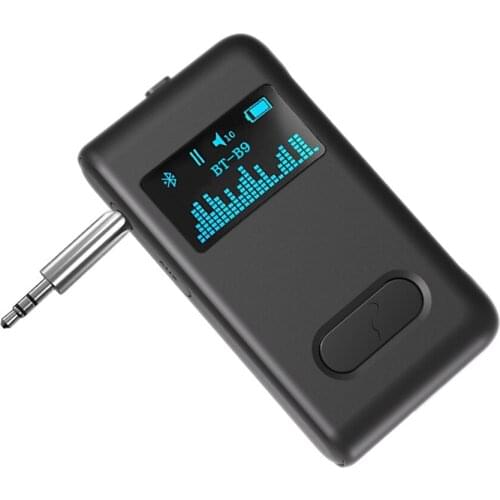 Bluetooth 5.0 Audio Receiver LCD Display AUX 3.5mm jack Stereo Music Wireless Adapter with Mic Noise Cancelling for Speaker Car