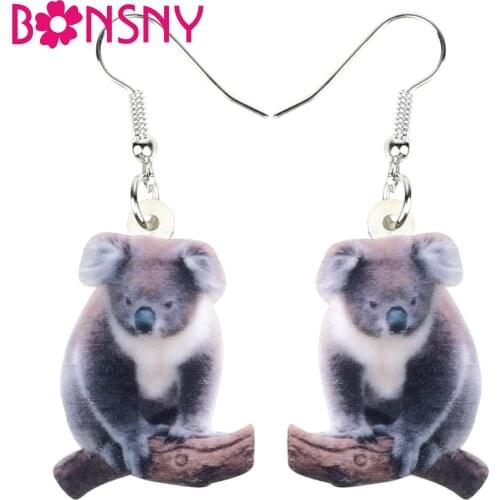 Bonsny Statement Acrylic Australian Koala Bear Earrings Drop Dangle Big Novelty Animal Jewelry For Women Girls Teens Gift Bijoux
