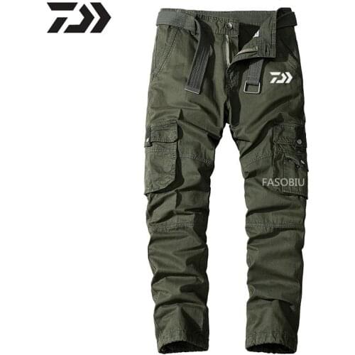 2021 Daiwa Fishing Pants Solid Pockets Camouflage Outdoor Sport Tactical Military Cargo Pants Elastic Mens Clothes Pants Fishing