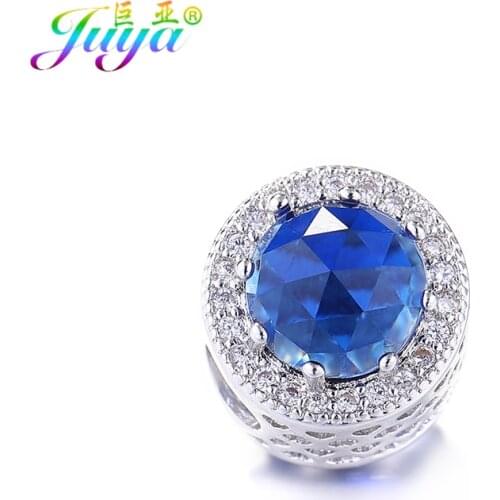 Juya DIY Jewelry Making Micro Pave Zircon Big Hole Beads For Women Men Charm Bracelets DIY Making Accessories