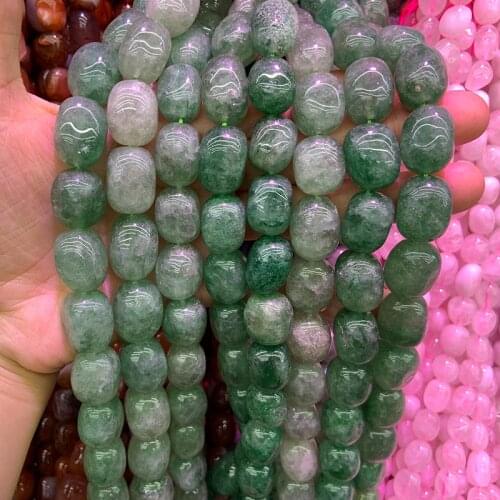 Natural Green Strawberry Quartz Beads 15'' Freeform DIY Spacer Loose Beads For Jewelry Making Women Beads Bracelet Necklace Gift