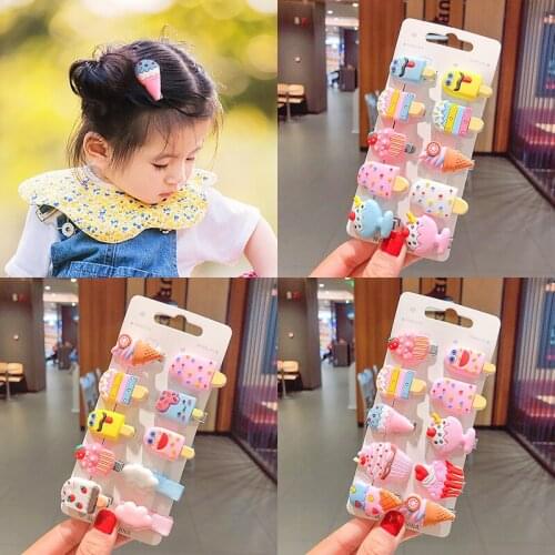 Explosive Super Cute Cartoon Cream Ice Cream Children Hairpin Does Not Hurt The Hair Duckbill Clip Hair Accessories