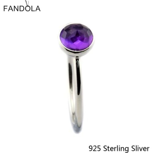CKK 925 Sterling Silver Rings February Droplet Amethyst For Women Fashion DIY Jewelry Original European Style