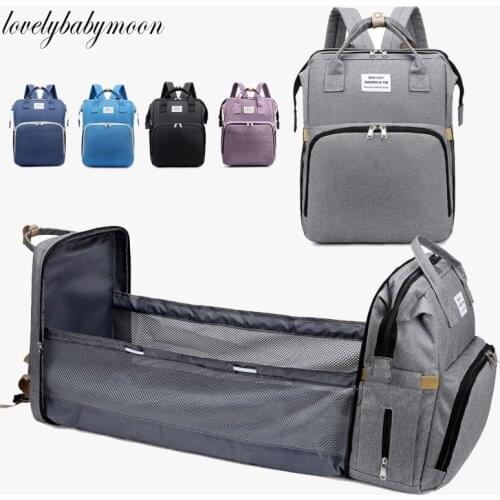 Crib Design Diaper Bags Mummy Bag High capacity Waterproof Fabric Nappy Backpack Changing Pad Hooks For Maternity Solid color