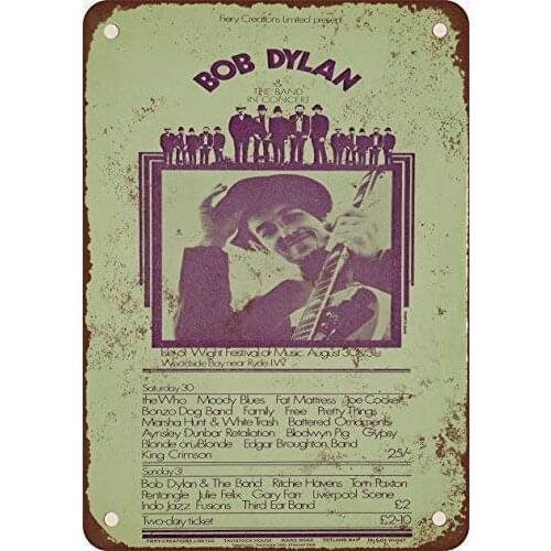Metal Tin Signs Music Bob Dylan Vintage Wall Decor Coffee bar Signs 12x8 Inches